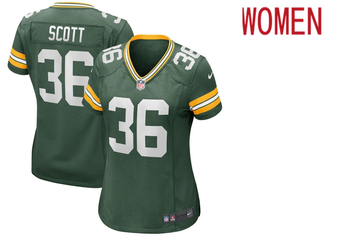 Women Green Bay Packers #36 Vernon Scott Nike Green Game NFL Jersey->atlanta falcons->NFL Jersey